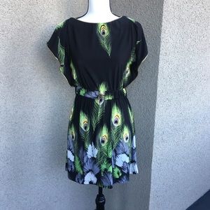 Peacock dress with belt